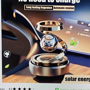 Metallic Silver & Black Solar-Powered Rotating Air Freshener Display